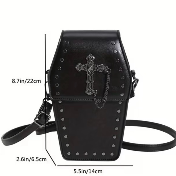 NWT - EASTER Baby Pink Cross Accent Purse - Coffin Shaped Bag - Picture 12 of 12